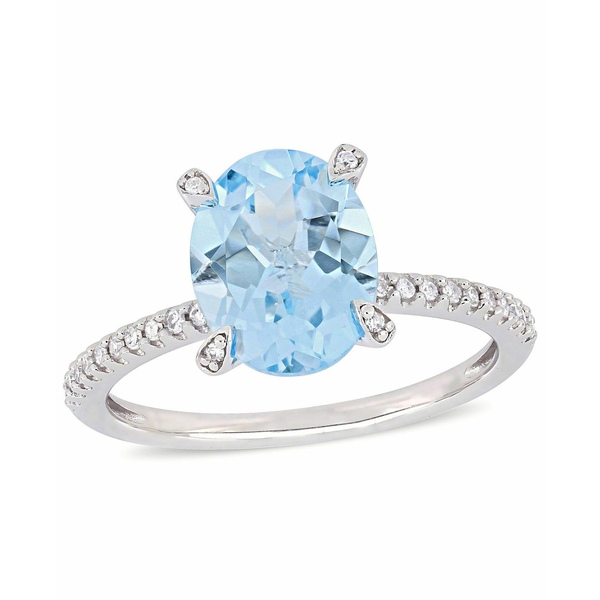 デルマール レディース リング アクセサリー Blue Topaz (3-3 and Diamond (1 10 Ring in 10k White Gold Blue