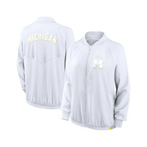 W[_ fB[X WPbgu] AE^[ Women's White Michigan Wolverines Statement Bomber Raglan Full-Zip Jacket White