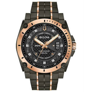 �u���o ���f�B�[�X �u���X���b�g�E�o���O���E�A���N���b�g �A�N�Z�T���[ Men's Precisionist Champlain Diamond-Accent Gray & Rose Gold-Tone Stainless Steel Bracelet Watch 46.5mm No Color