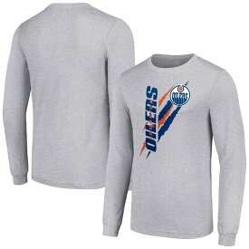 スターター メンズ Tシャツ トップス Edmonton Oilers Starter Color Scratch LongSleeve TShirt Heather Gray