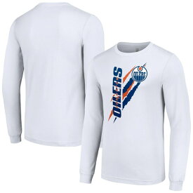 スターター メンズ Tシャツ トップス Edmonton Oilers Starter Color Scratch LongSleeve TShirt White