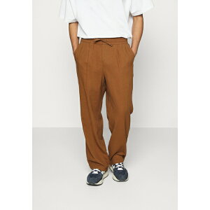 ピア ワン メンズ サンダル シューズ LINEN BLEND JOGGER - Trousers - brown