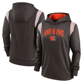 ナイキ レディース パーカー・スウェットシャツ アウター Cleveland Browns Nike Women's Sideline Stack Performance Pullover Hoodie Brown