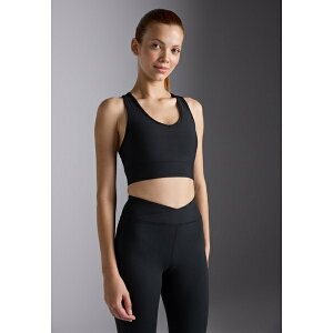 C[u Ah Ih fB[X tBbglX X|[c MEDIUM SUPPORT RIBBED SPORTS BRA WITH RACER BACK - Medium support sports bra - black