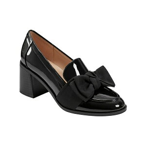 oh[m fB[X Xb|E[t@[ V[Y Women's Korrar Stacked High Heel Bow Loafers Black Patent