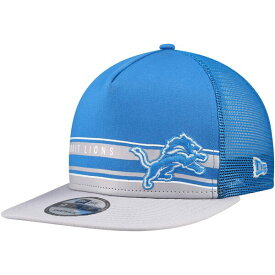 ニューエラ メンズ 帽子 アクセサリー Detroit Lions New Era Half Stripe Trucker 9FIFTY Snapback Hat Blue/Silver