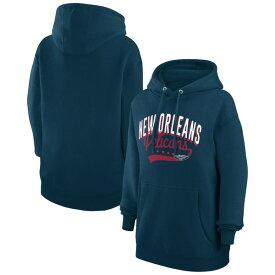 カールバンクス レディース パーカー・スウェットシャツ アウター New Orleans Pelicans G III 4Her by Carl Banks Women's Filigree Logo Pullover Hoodie???Navy