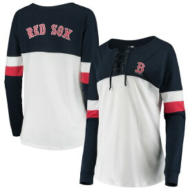 ニューエラ レディース Tシャツ トップス Boston Red Sox New Era Women's LaceUp Long Sleeve TShirt White/Navy