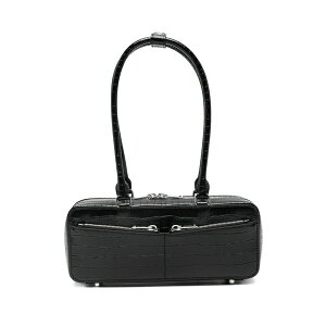 �Z���t�E�|�[�g���C�g ���f�B�[�X �V�����_�[�o�b�O �o�b�O Crocodile-effect zip-top shoulder bag Black