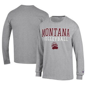 チャンピオン メンズ Tシャツ トップス Montana Grizzlies Champion Stacked Logo Volleyball Jersey Long Sleeve TShirt Gray