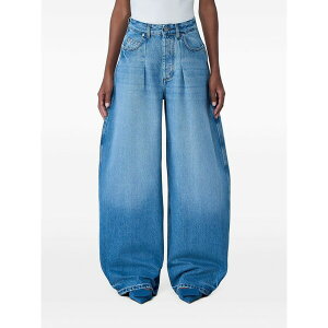 �W���N�G���X ���f�B�[�X �f�j���p���c �{�g���X Pleated-detail faded-effect jeans Blue