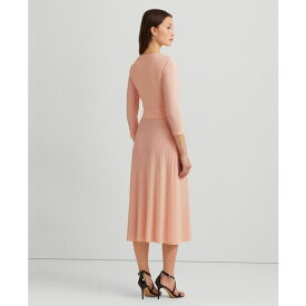 ラルフローレン レディース ワンピース トップス Women's Self-Belt Three-Quarter Sleeve Surplice Jersey Dress Pink Opal