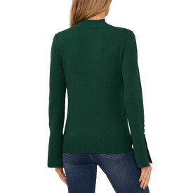 セセ レディース ニット&セーター アウター Women's Imitation Pearl Trim Split Sleeve Mock Neck Sweater Alpine Green