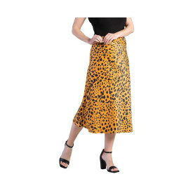 スタンダーズアンドプラクティス レディース スカート ボトムス Women's Silky Sateen Leopard Print Midi Skirt Golden leopard