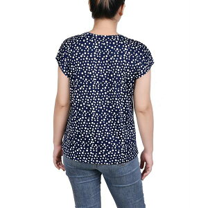 j[[NRNV fB[X Jbg\[ gbvX Women's Extended Sleeve Top with Grommets Navy White Icemoon