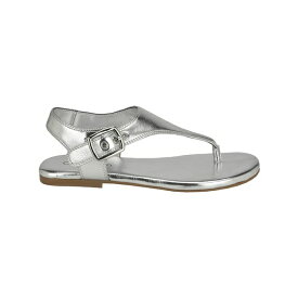 カルバンクライン レディース サンダル シューズ Women's Moraca Round Toe Flat Casual Sandals Silver - Manmade