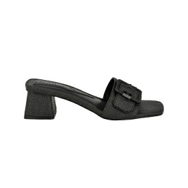 カルバンクライン レディース サンダル シューズ Women's Ariella Slip-On Square Toe Dress Sandals Black Raffia