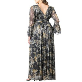 キヨナ レディース ワンピース トップス Women's Plus Size Gilded Glamour Long Sleeve Evening Gown Open Miscellaneous