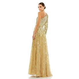 マックダガル レディース ワンピース トップス Women's Sequined One Shoulder A Line Gown Gold