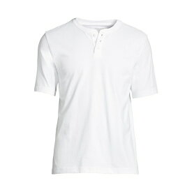ランズエンド メンズ Tシャツ トップス Big & Tall Short Sleeve Super-T Henley T-Shirt White