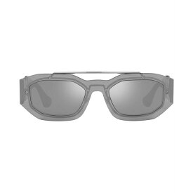 ヴェルサーチ メンズ サングラス・アイウェア アクセサリー Biggie Unisex Sunglasses, VE2235 Transparent Gray Mirror Silver-Tone