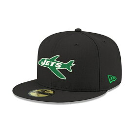 ニューエラ レディース 帽子 アクセサリー Men's Black New York Jets Omaha Throwback 59FIFTY Fitted Hat Black