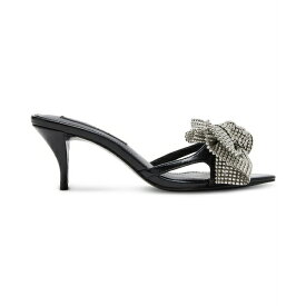 スティーブ マデン レディース サンダル シューズ Aurora Kitten Heel Bow Dress Sandals Black/Silver Rhinestone