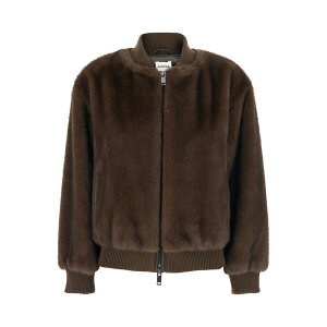 pV fB[X WPbgu] AE^[ Brown Jacket With Zip Fastening In Eco Fur Woman Brown