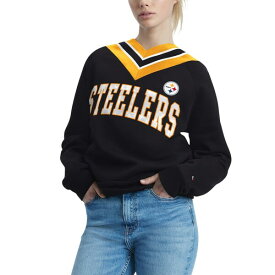 トミー ヒルフィガー レディース シャツ トップス Pittsburgh Steelers Tommy Hilfiger Women's Heidi Raglan VNeck Sweater Black