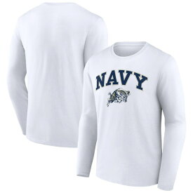 ファナティクス メンズ Tシャツ トップス Navy Midshipmen Fanatics Branded Campus Long Sleeve TShirt White