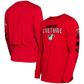【送料無料】 ニューエラ メンズ Tシャツ トップス Miami Heat New Era 2023/24 City Edition Long Sleeve TShirt Red