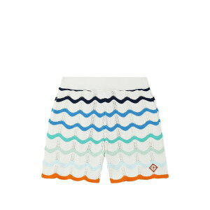 �J�T�u�����J �����Y �J�W���A���p���c �{�g���X gradient wave crochet shorts White
