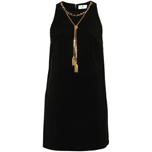 �G���U�x�X�t�����L ���f�B�[�X �����s�[�X �g�b�v�X Chain-link detail crepe mini dress Black