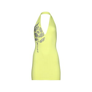 �f���B�b�h �R�[�} ���f�B�[�X �����s�[�X �g�b�v�X Flower-embellishment halterneck mini dress Yellow