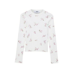 �G���G�X�W�C�G�� ���f�B�[�X T�V���c �g�b�v�X Floral print knitted top White