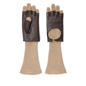 �T���h�� ���f�B�[�X ��� �A�N�Z�T���[ Embossed-logo layered gloves Brown