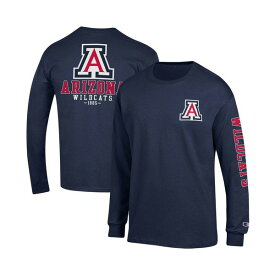 チャンピオン レディース Tシャツ トップス Men's Navy Arizona Wildcats Team Stack Long Sleeve T-shirt Navy