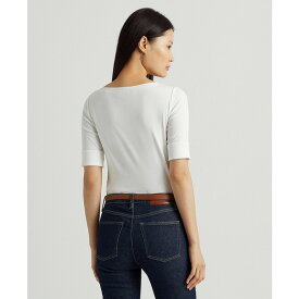 ラルフローレン レディース カットソー トップス Stretch Boatneck Top, Regular & Petite White