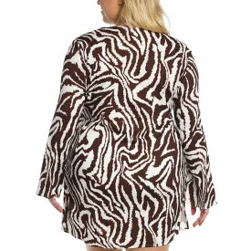 ラブランカ レディース カットソー トップス Plus Size Fierce Lace-Up Tunic Cover-Up Zebra Print/java