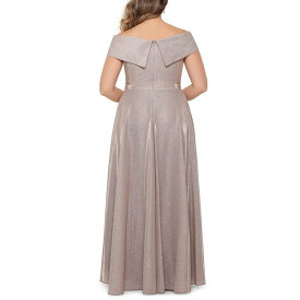 エスケープ レディース ワンピース トップス Plus Size Off-the-Shoulder Glitter Gown Blush Pink/Silver