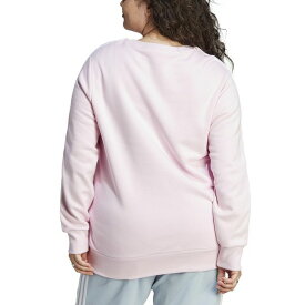 アディダス レディース パーカー・スウェットシャツ アウター Plus Size 3-Stripes Crewneck Fleece Sweatshirt Clear Pink/white