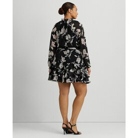 ラルフローレン レディース ワンピース トップス Plus Size Floral Fit & Flare Dress Black Multi