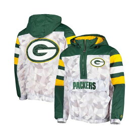 スターター レディース ジャケット＆ブルゾン アウター Men's White, Green Green Bay Packers Thursday Night Gridiron Raglan Half-Zip Hooded Jacket White, Green