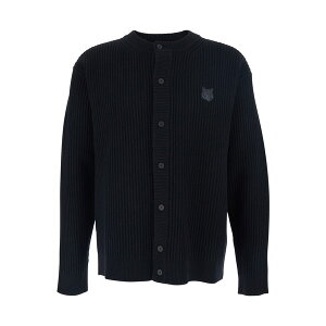 ] Lcl Y jbg&Z[^[ AE^[ Black Ribbed Crew Neck Sweater With Front Logo Patch In Cotton Man Black