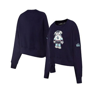 �v���X�^���_�[�h ���f�B�[�X �p�[�J�[�E�X�E�F�b�g�V���c �A�E�^�[ Women's Deep Sea Blue Seattle Kraken Mascot Crewneck Pullover Sweatshirt Navy
