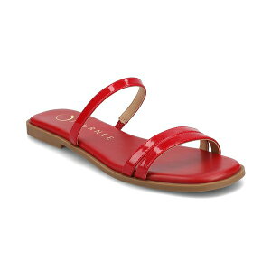 W[j[RNV fB[X T_ V[Y Women's Brisa Multi Strap Slip On Flat Sandals Patent, Red