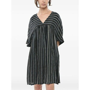 �E�[�� ���b�` ���f�B�[�X �����s�[�X �g�b�v�X Striped v-neck mini dress Black