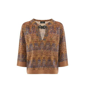 �l�l�b�g ���f�B�[�X �V���c �g�b�v�X Masaccio zig-zag chain-detail blouse Brown