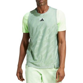 アディダス メンズ パーカー・スウェットシャツ アウター adidas Men's Pro Layering T-Shirt Silver Green/Green Spark