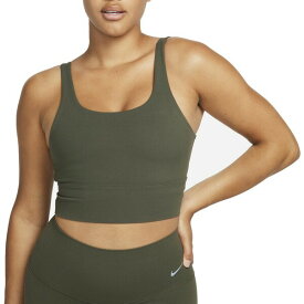 ナイキ レディース カットソー トップス Nike Women's Dri-FIT Alate Solo Light Support Non-Padded Longline Sports Bra Cargo Khaki